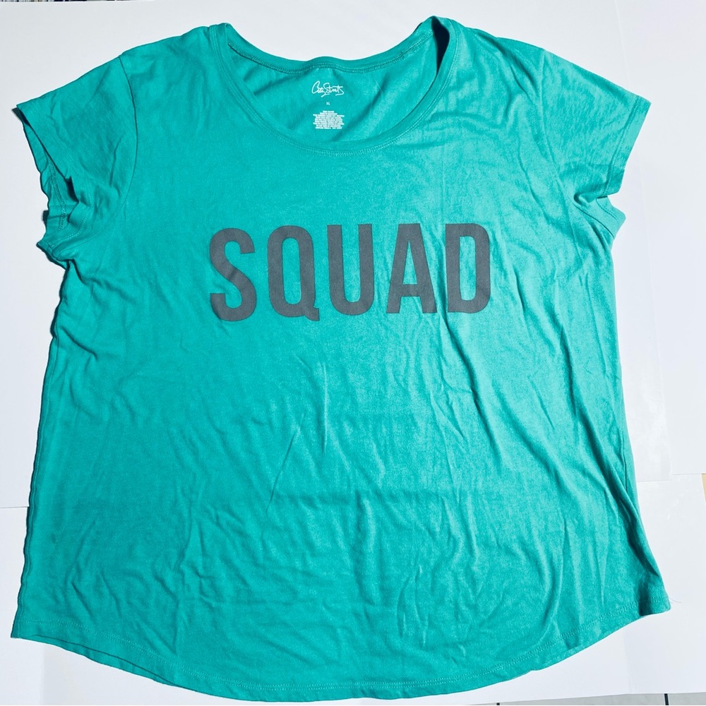 City Streets Women’s Tee Shirt "Squad" Green color Sleeveless 100%Cotton Sz. XL